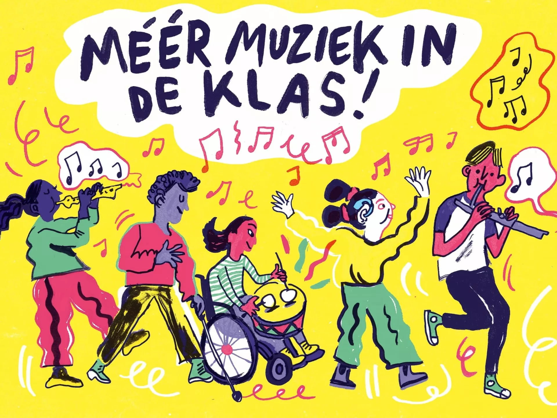 Meer muziek in de klas - meer muziek expeditie - logo geel