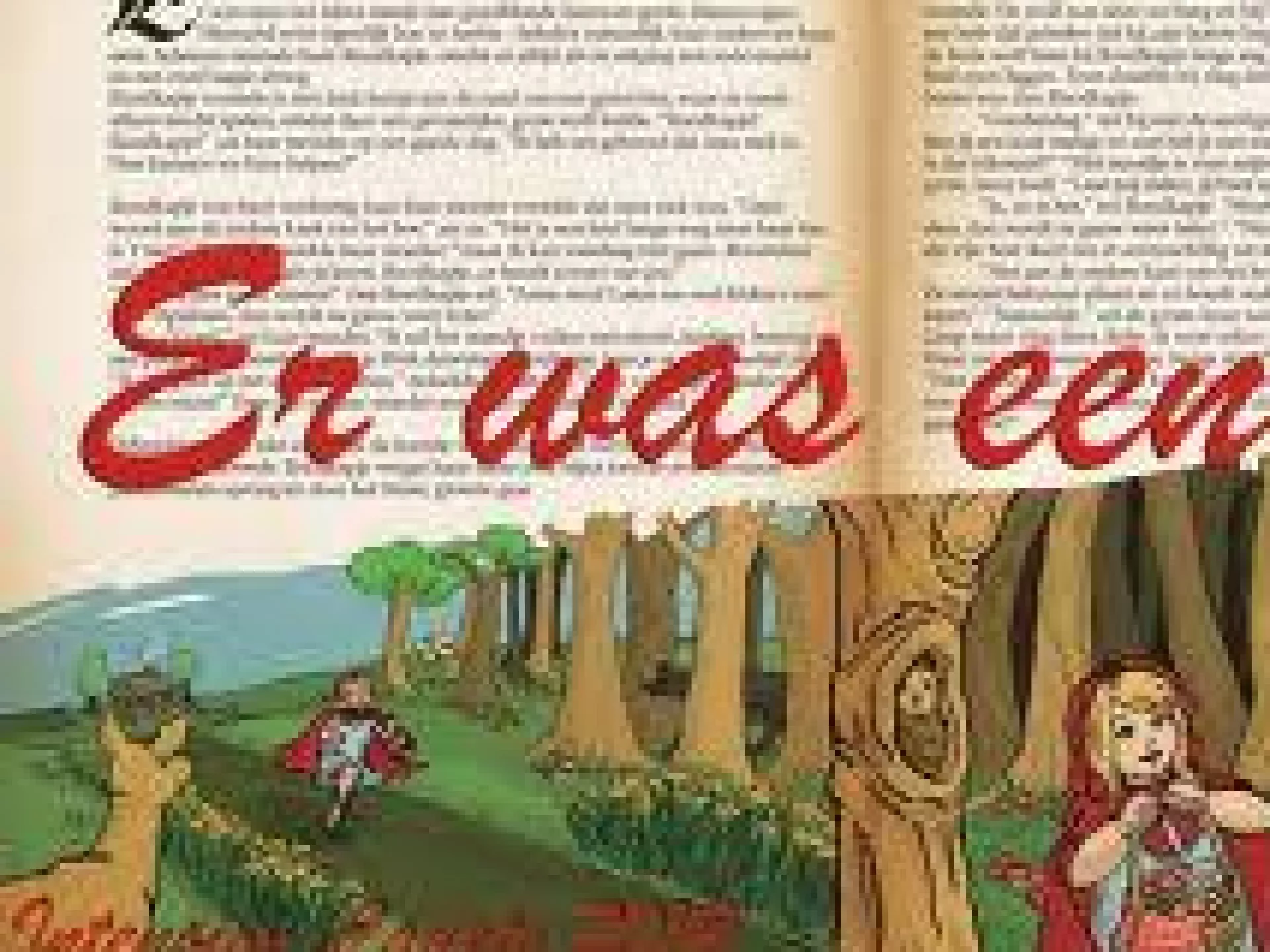 Opengeslagen sprookjesboek met daar overheen de tekst 'er was eens'