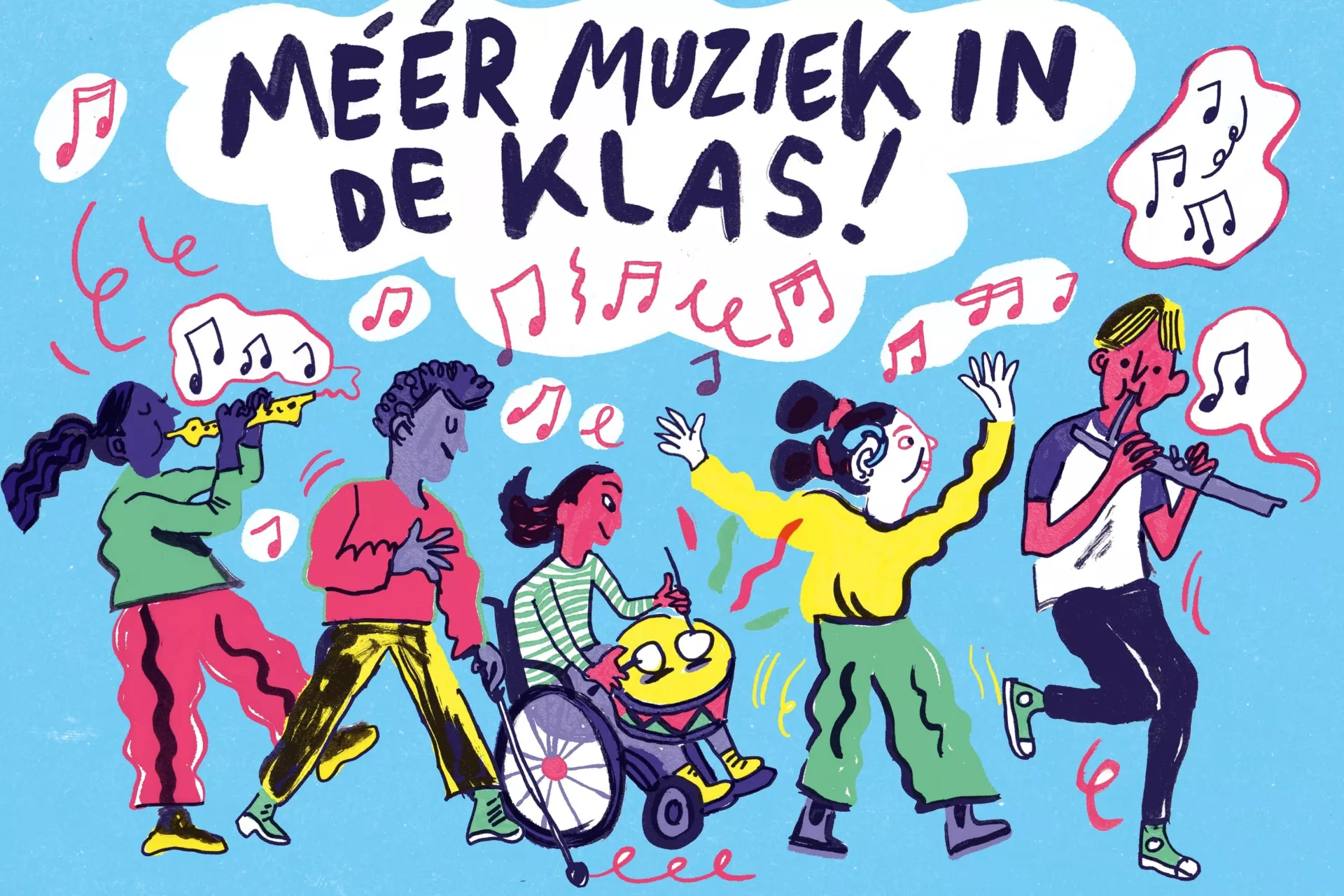 Illustratie van kinderen met muziekinstrumenten